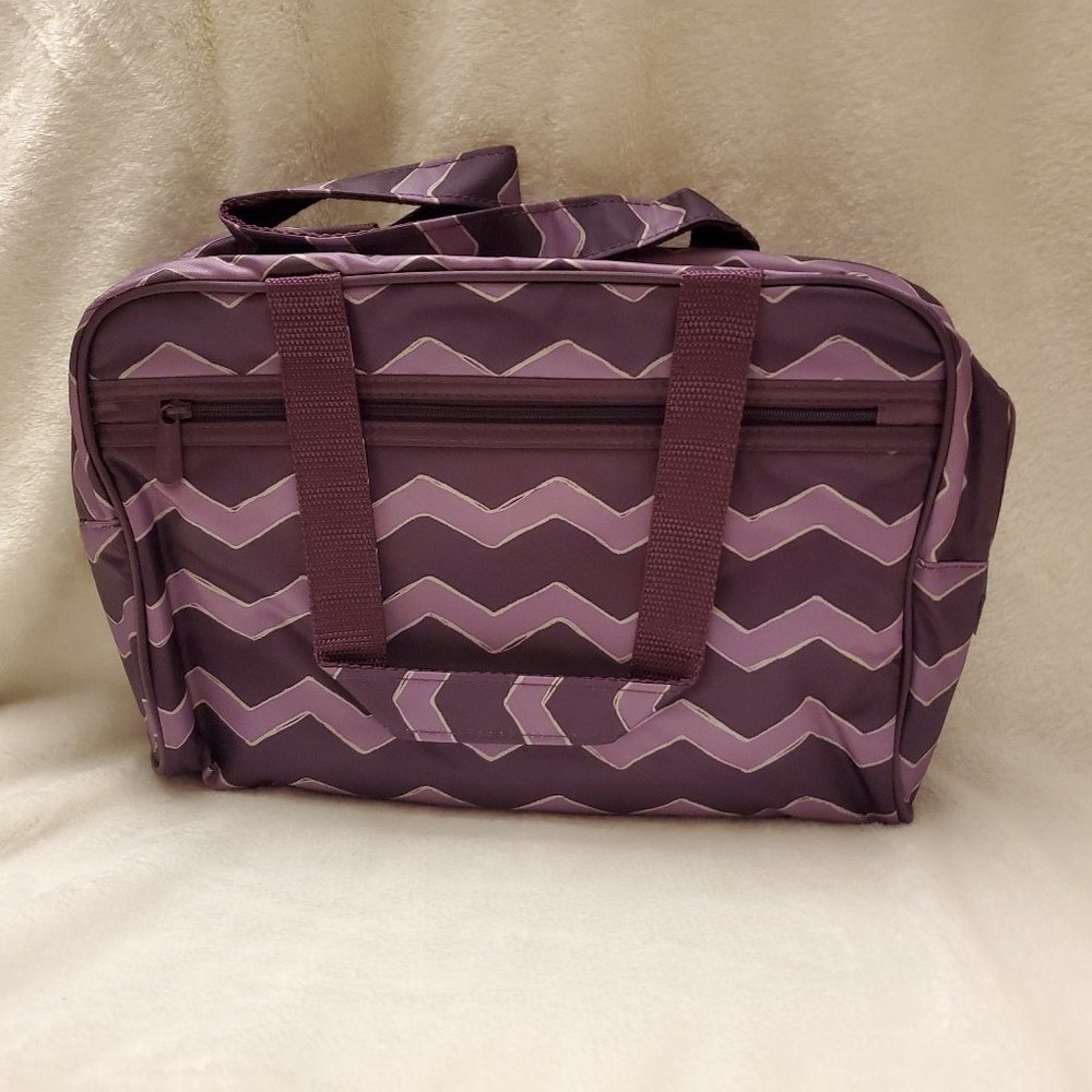 Thirty-One Handle-It Cosmetic Bag, Plum Chevron